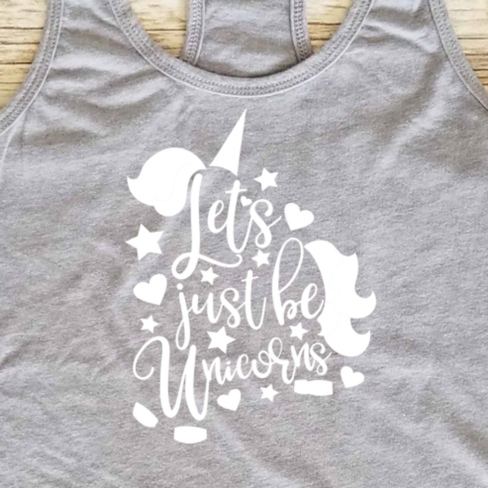 Let's Just Be Unicorns - gray racerback tank top